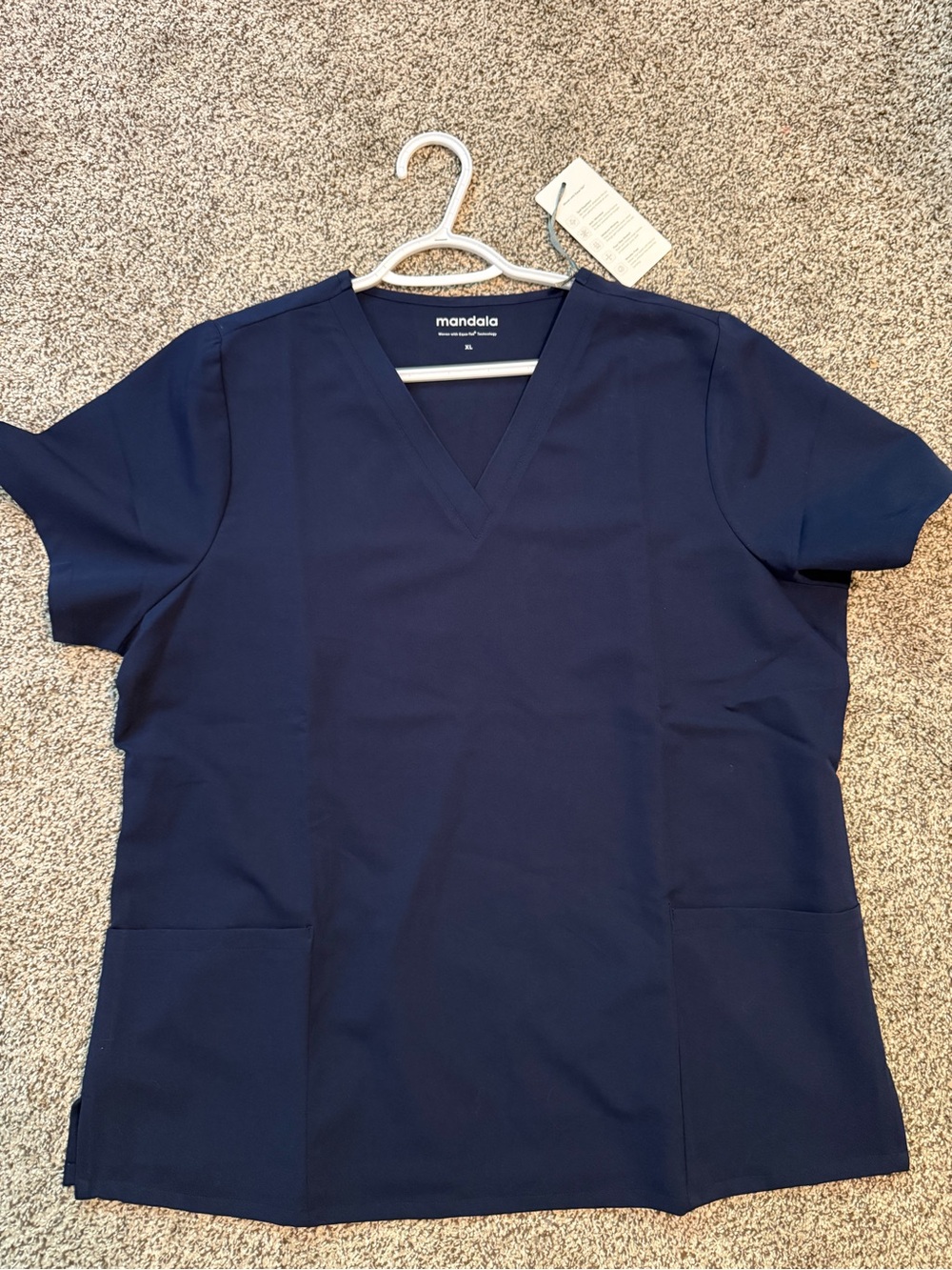 Mandala Navy V-Neck Scrub Top